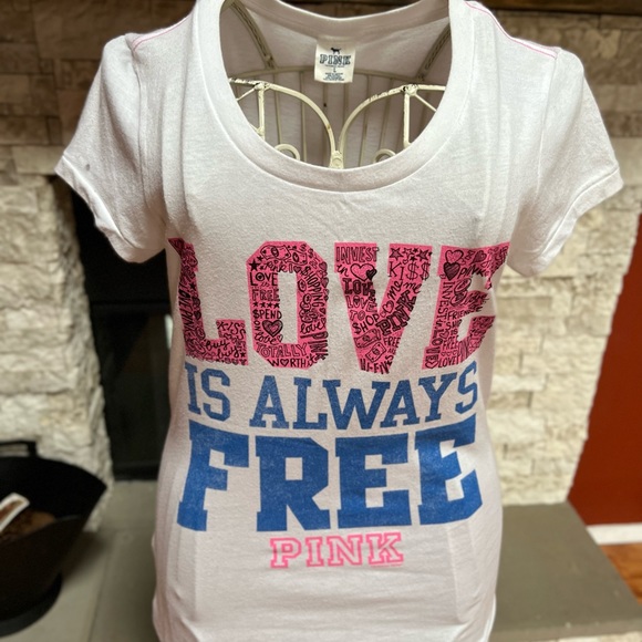 PINK Victoria's Secret Tops - Pink Victorias Secret Large White Top EUC